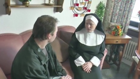Nasty nun couldnt resist sucking a stiff dick and riding it until she experienced an orgasm