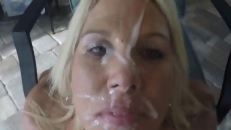 Handjob Giving Head Facial for a Dirty Talking Mature